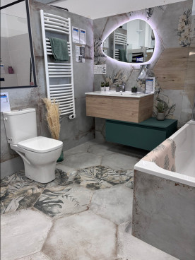 WC, sèche serviette et meuble avec miroir led