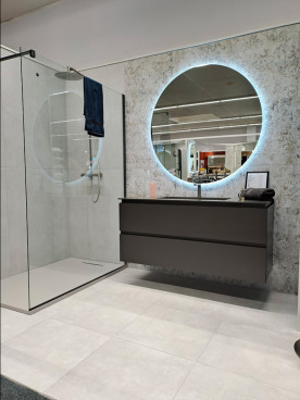 Meuble suspendu avec miroir led et douche