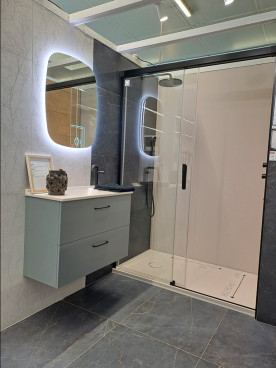 Meuble de salle de bain avec miroir led et douche