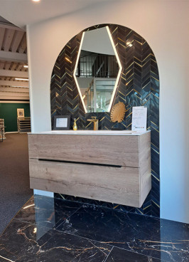Meuble suspendu avec miroir led