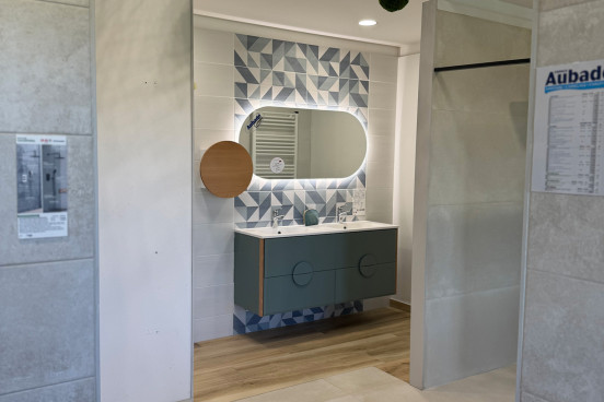 Meuble de salle de bain suspendu avec miroir led