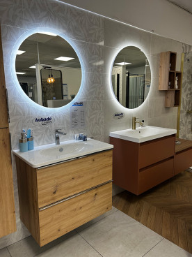 Meubles salle de bain 2 tiroirs avec miroirs LED 