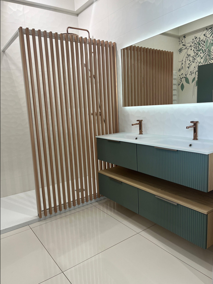 Meuble double vasque et douche 