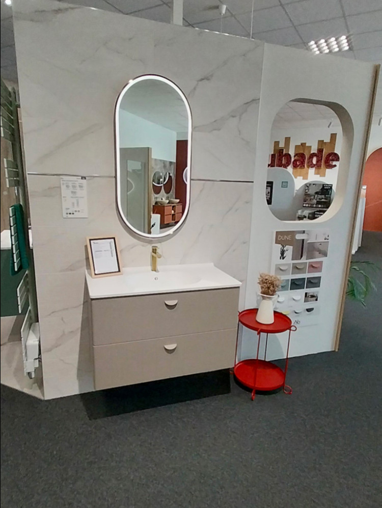 Meuble de salle de bain double tiroir avec miroir