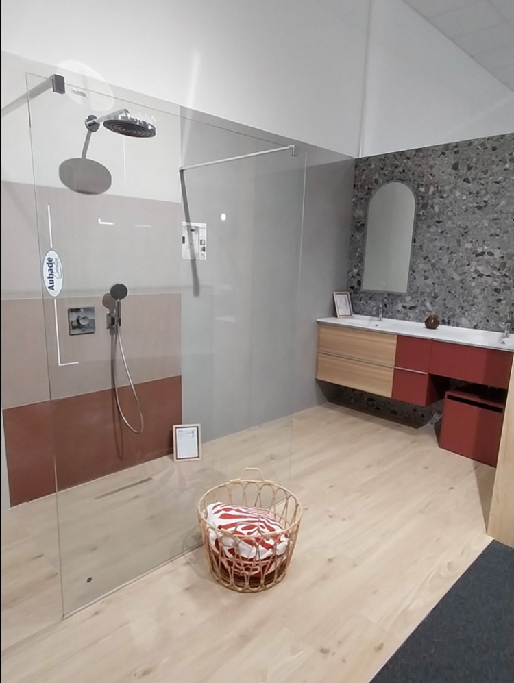 Douche et meuble double vasque 