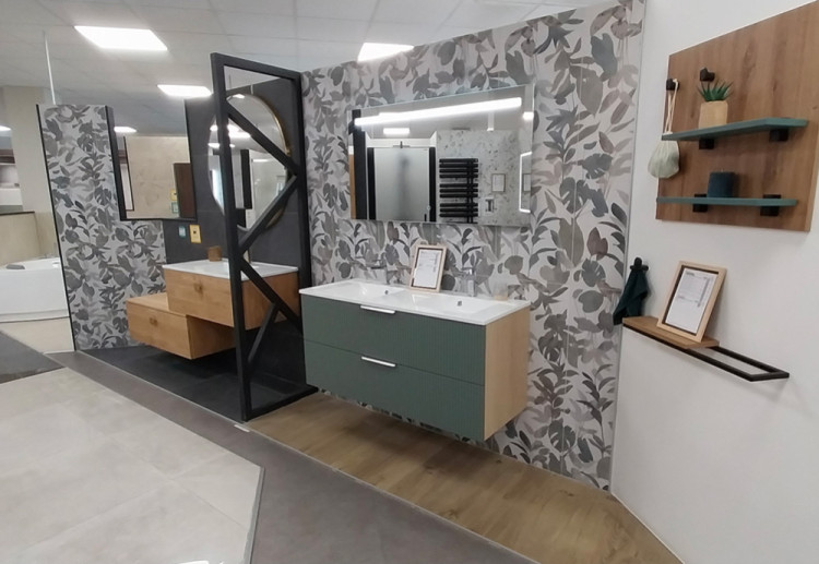 Meuble de salle de bain suspendu avec miroir