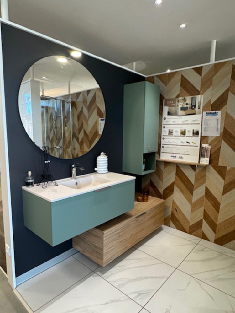 Meuble suspendu avec armoire de toilette