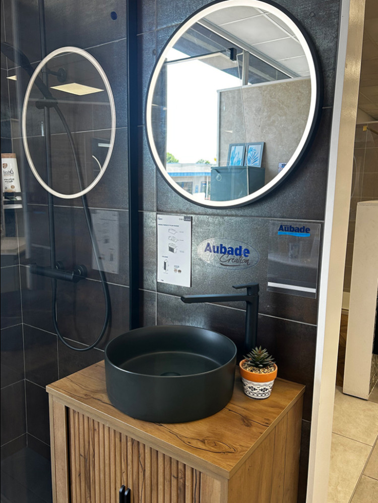 Meuble de vasque à poser avec miroir LED