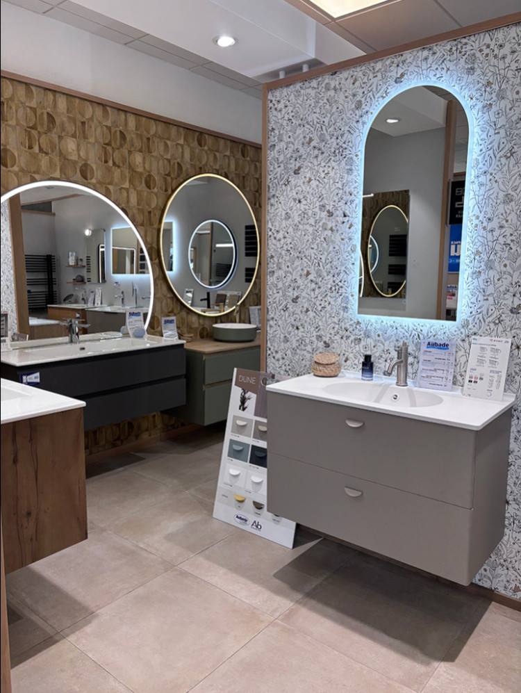 Meuble suspendu avec miroir led