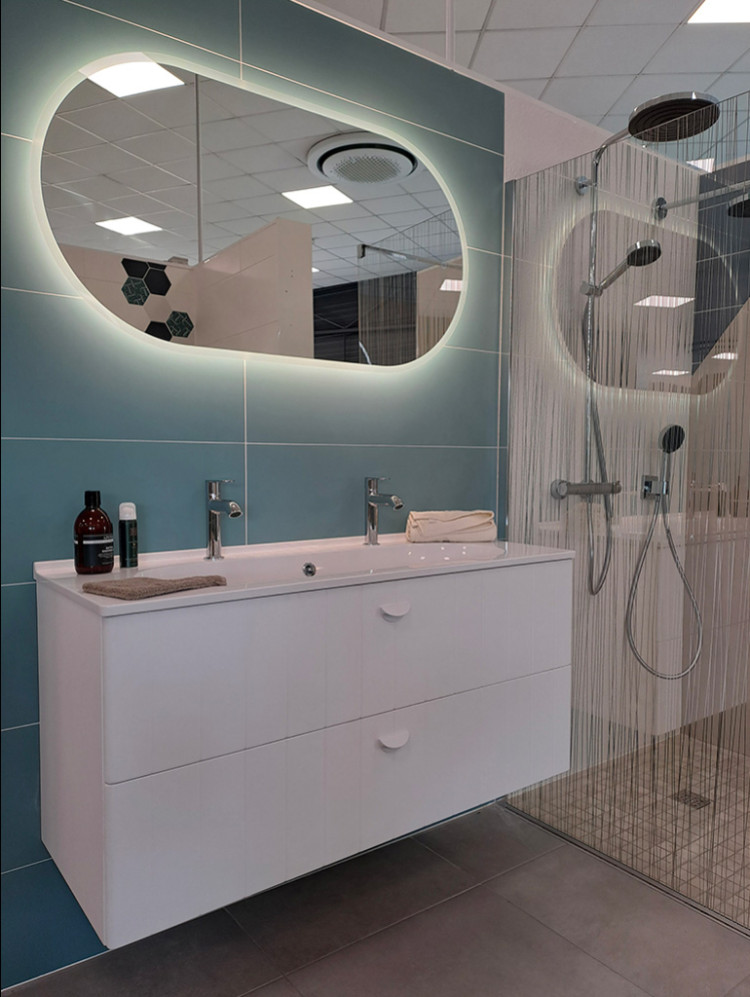 Meuble double vasque avec miroir LED