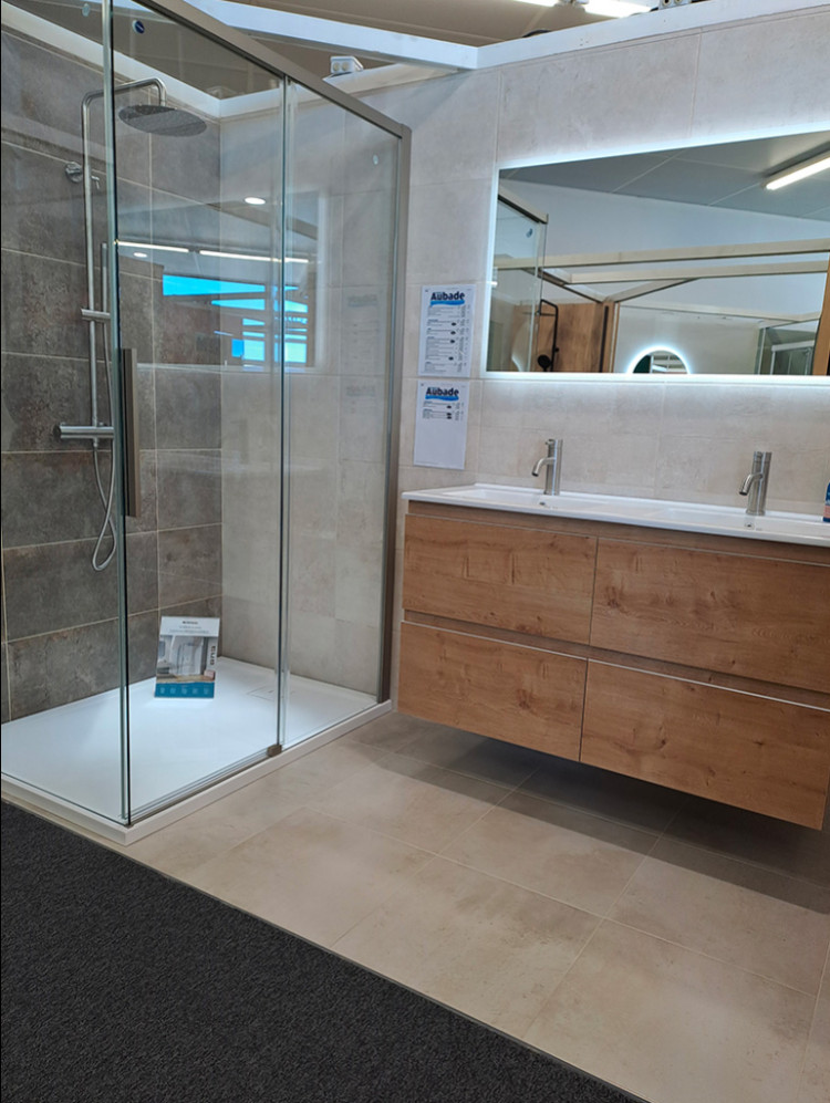 Meuble double vasque avec douche 
