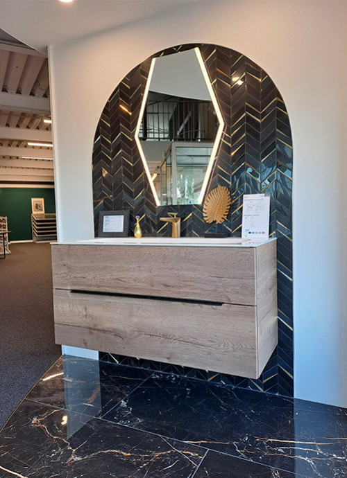 Meuble suspendu avec miroir led