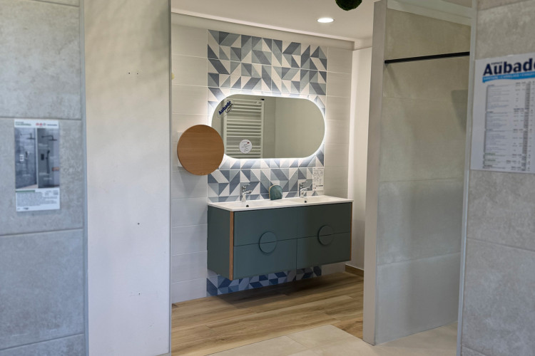 Meuble de salle de bain suspendu avec miroir led