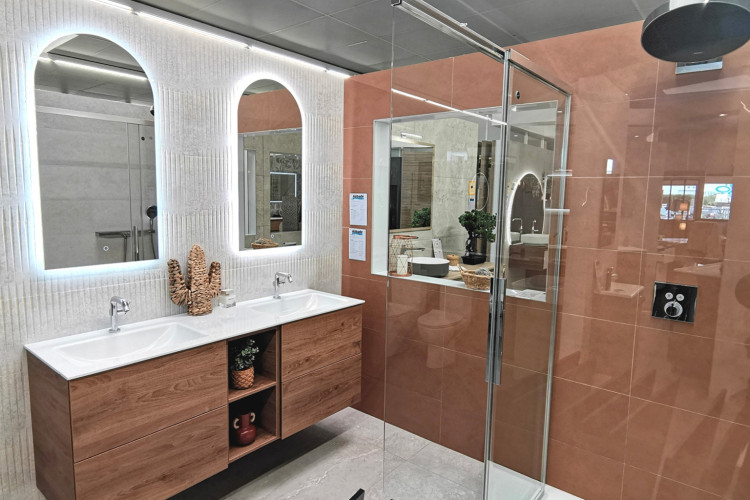 Meuble de salle de bain double vasque et douche
