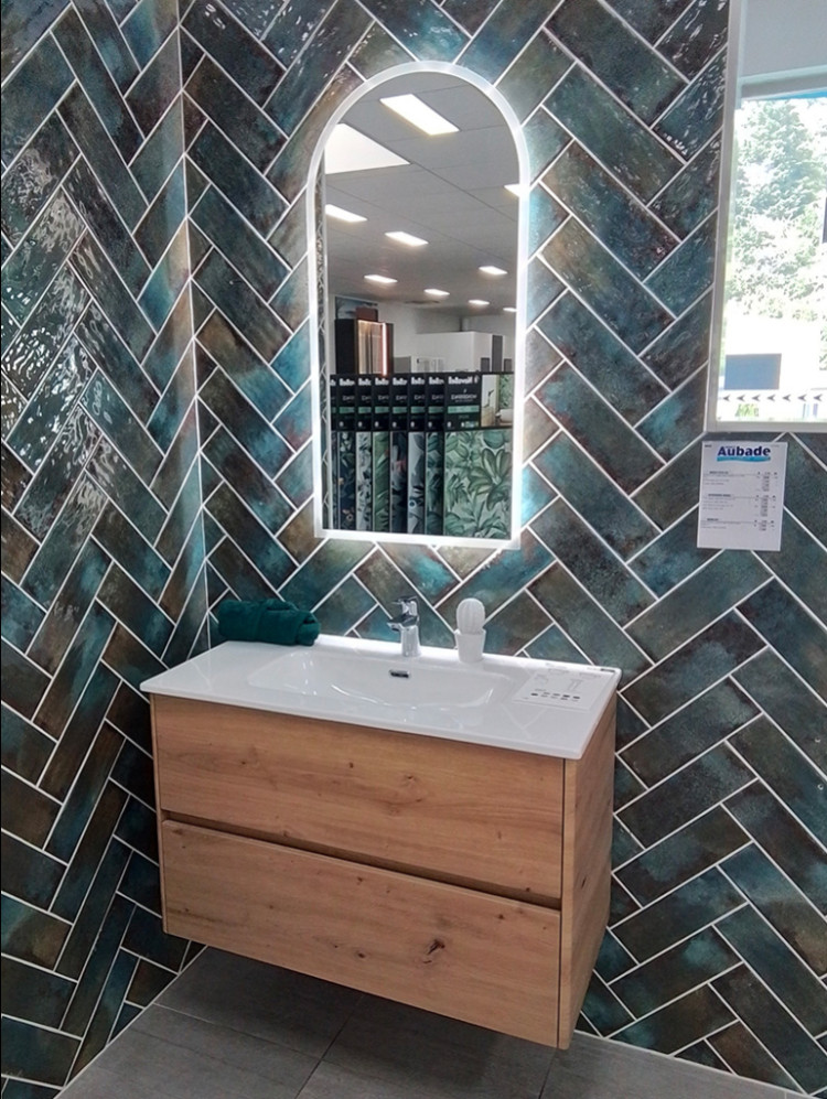 Meuble suspendu avec miroir et 2 tiroirs