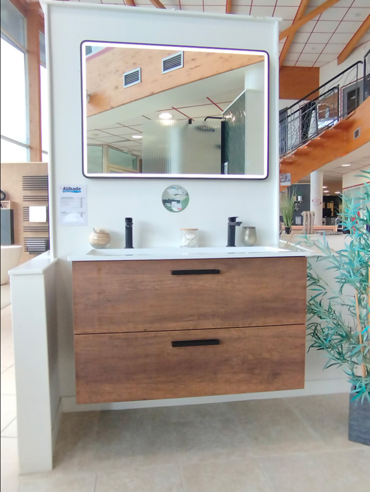 Meuble double vasque avec miroir LED