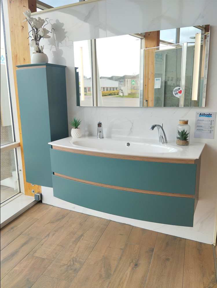 Meuble douche vasque avec colonne de rangement