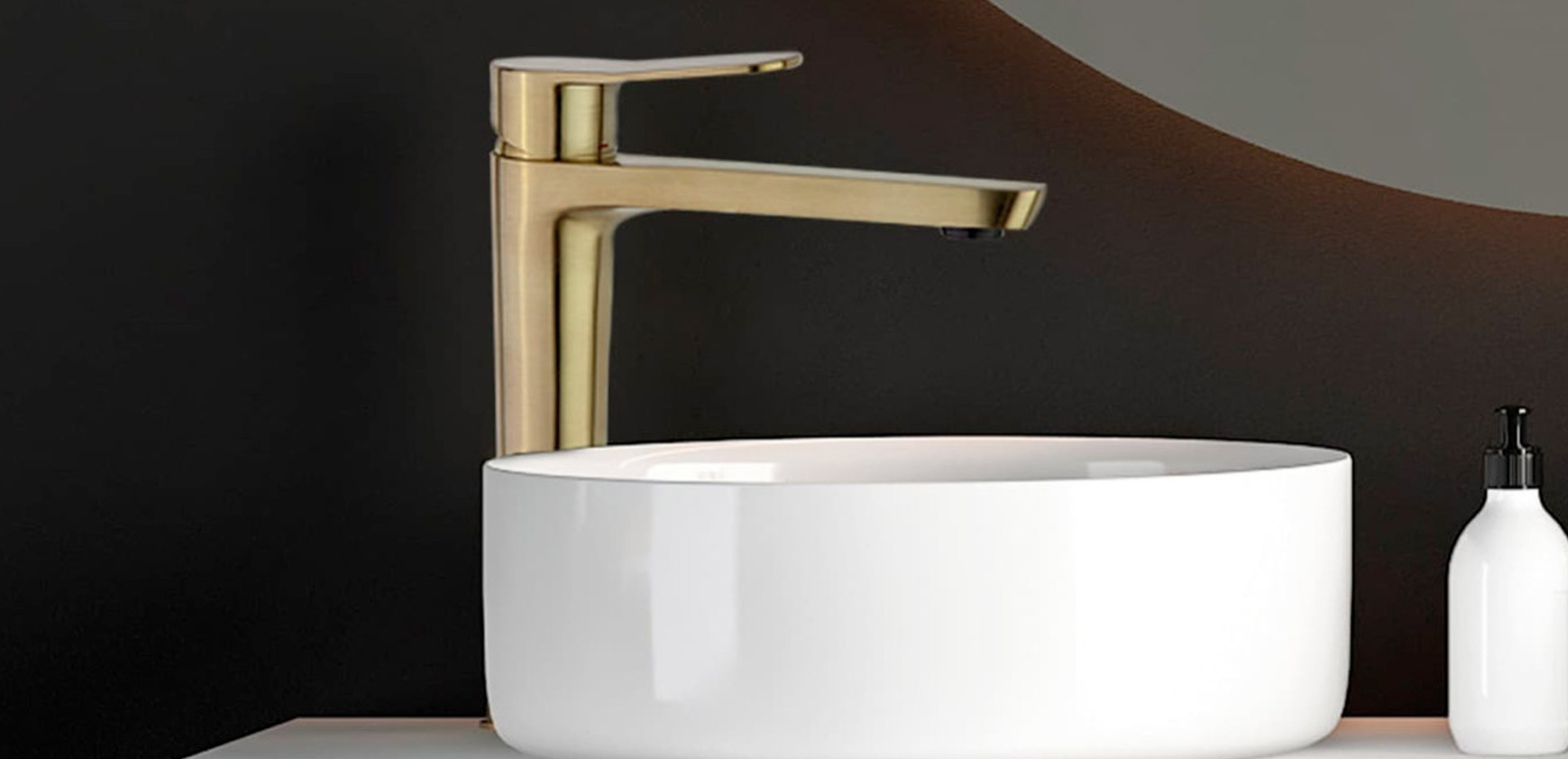 Caledonia - mitigeur lavabo haut Or brossé